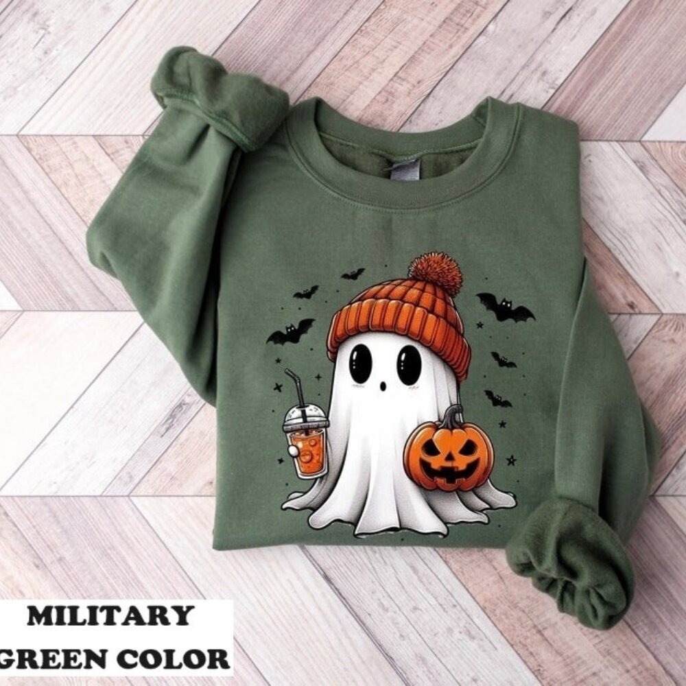 Ghost Funny Spooky Ghost Sweatshirt Spooky Season Halloween Party Fall Ghost 24